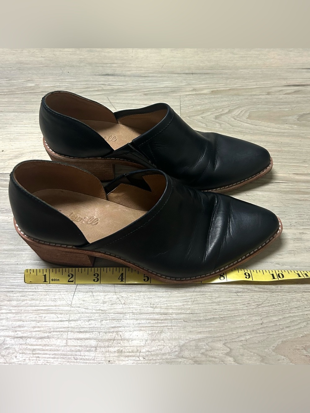 Madewell The Brady Lowcut Bootie Shoe Black Leather Womens Size 8 Pointed Toe - Picture 12 of 13
